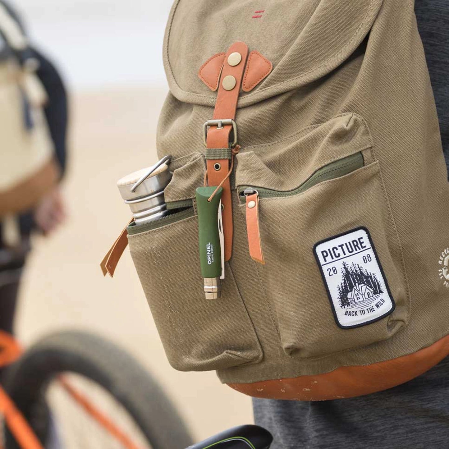 Opinel No.08 Bushwhacker Khaki Stainless Steel Folding Knife with Lanyard 001703