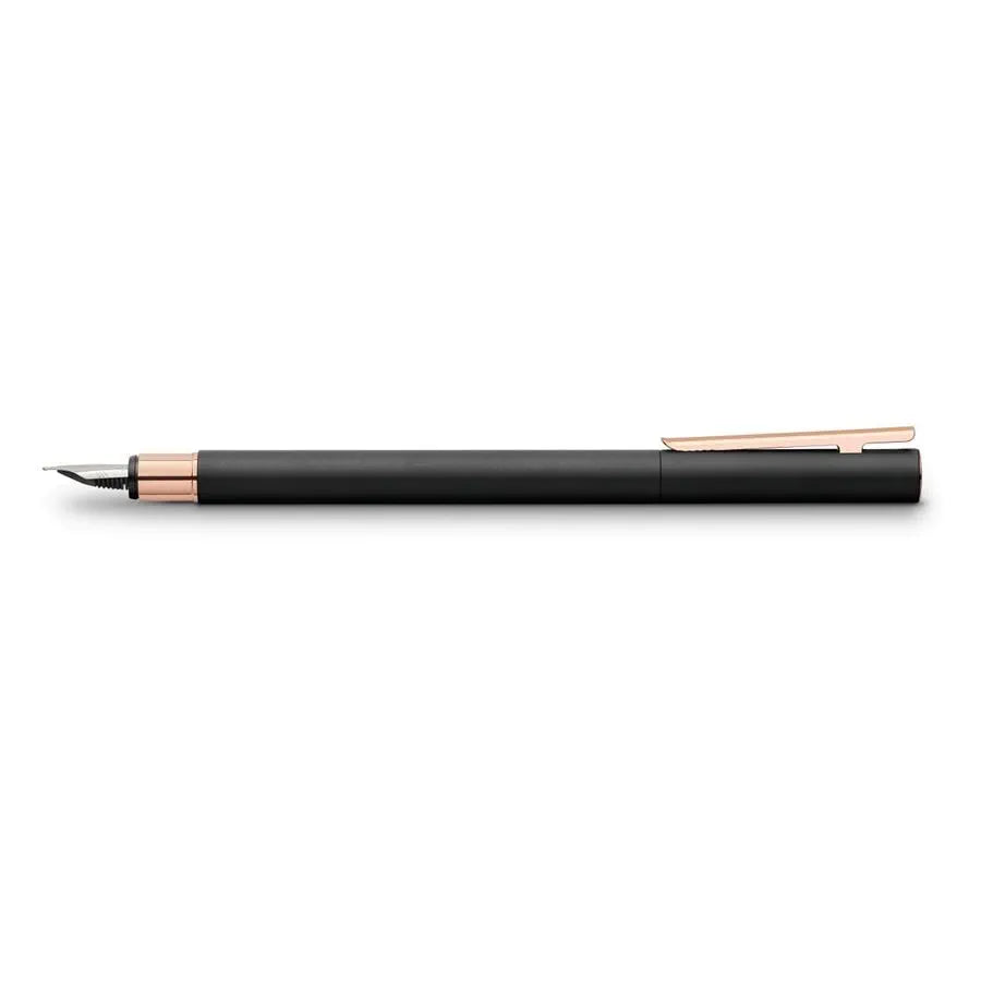 Faber-Castell Neo Slim metal fountain pen EF, black with rosegold 343102