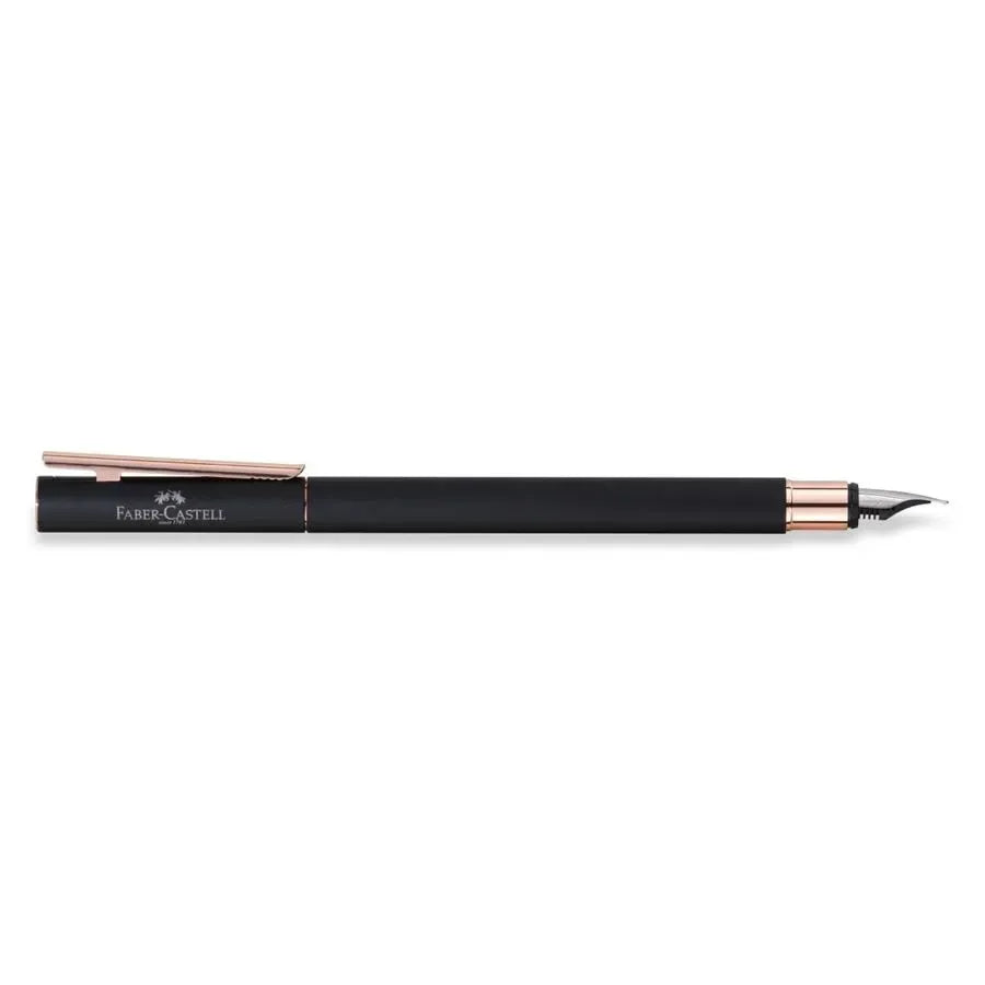 Faber-Castell Neo Slim metal fountain pen EF, black with rosegold 343102