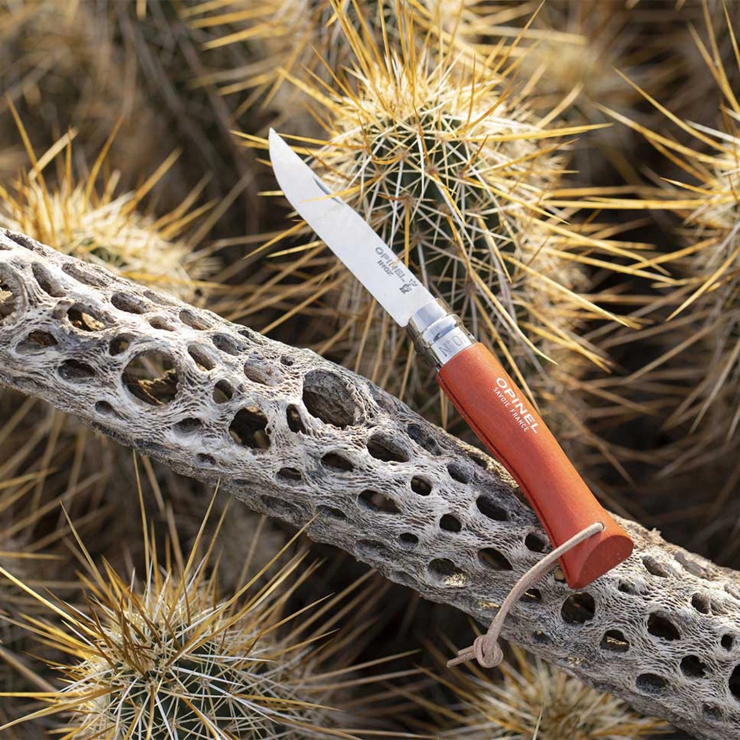 Opinel No.07 Bushwhacker Orange Stainless Steel Pocket Knife with Lanyard 002208