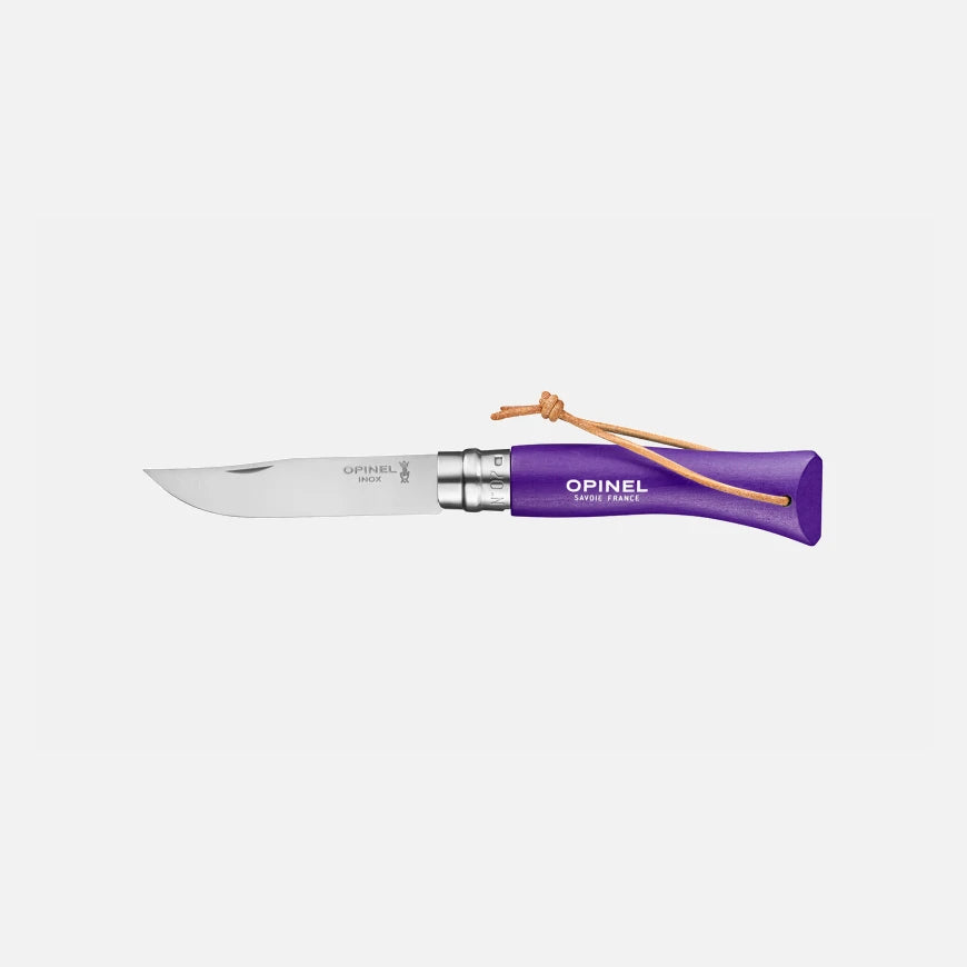 Opinel No.07 Bushwhacker Purple Stainless Steel Pocket Knife with Lanyard 002205