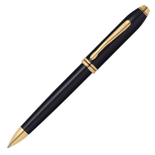 Cross Townsend Classic Black Lacquer Gold Trim Ballpoint Pen 572TW