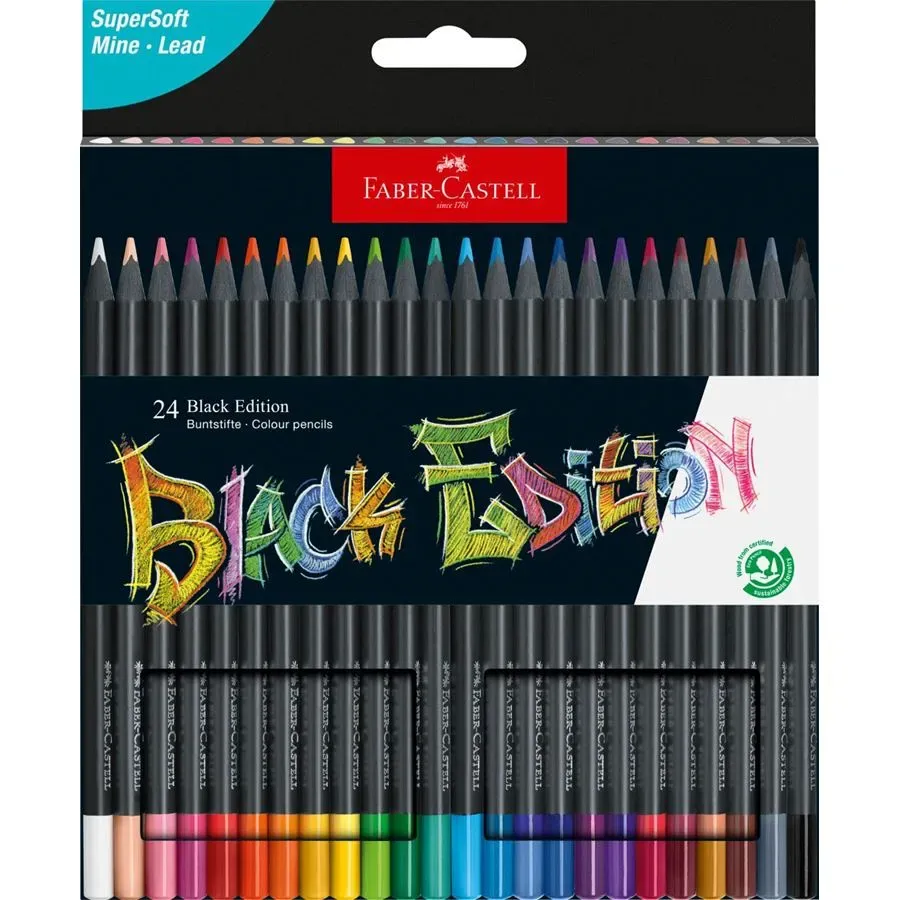 Faber-Castell Black Edition colour pencils, cardboard box of 24 116424