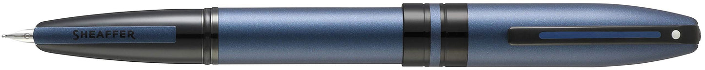 Sheaffer Icon Metallic Blue with Gloss Black PVD Appts. Fountain Pen - Fine Nib E0911043