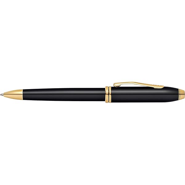 Cross Townsend Classic Black Lacquer Gold Trim Ballpoint Pen 572TW