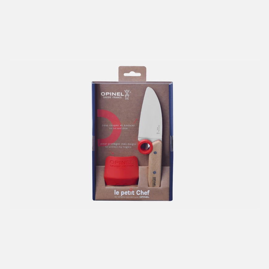 Opinel Le Petit Chef - 2pc. Knife + Finger Guard Set Stainless Red 001744