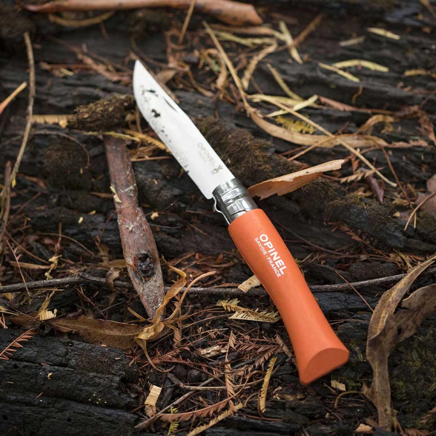 Opinel No.07 Bushwhacker Orange Stainless Steel Pocket Knife with Lanyard 002208