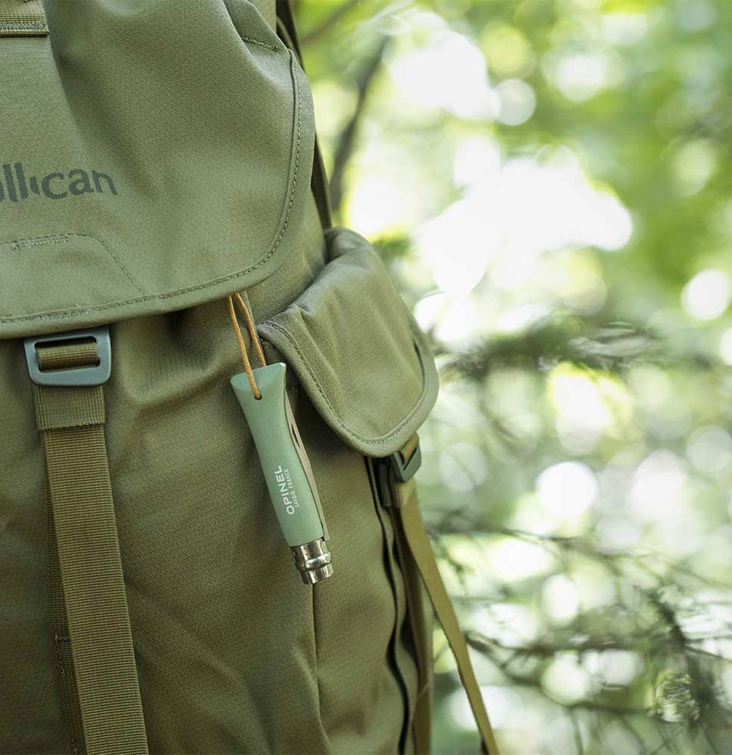 Opinel No.06 Bushwhacker Sage Stainless Steel Folding Knife with Lanyard 002203