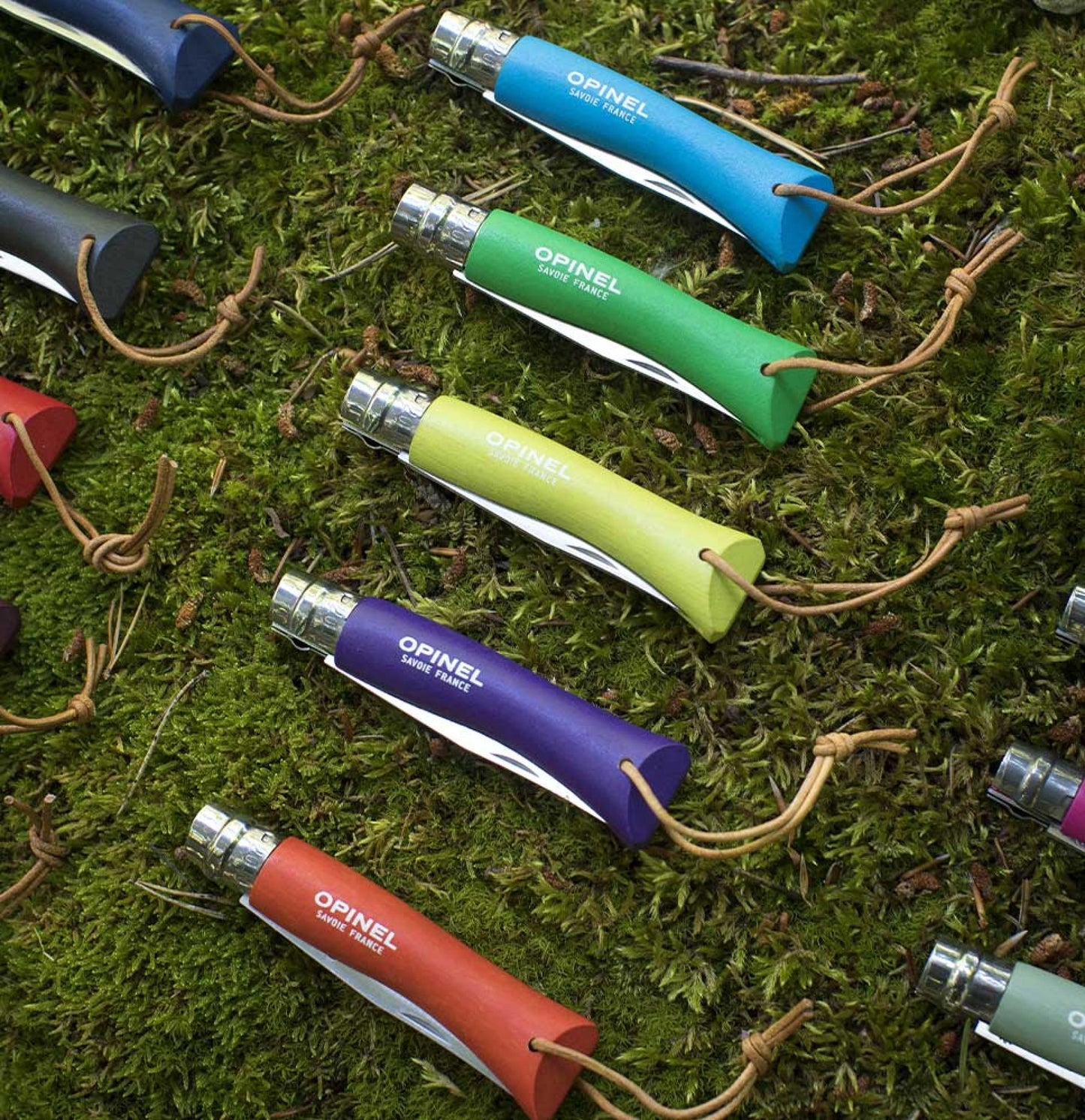 Opinel No.07 Bushwhacker Green Meadow Stainless Steel Pocket Knife with Lanyard 002210