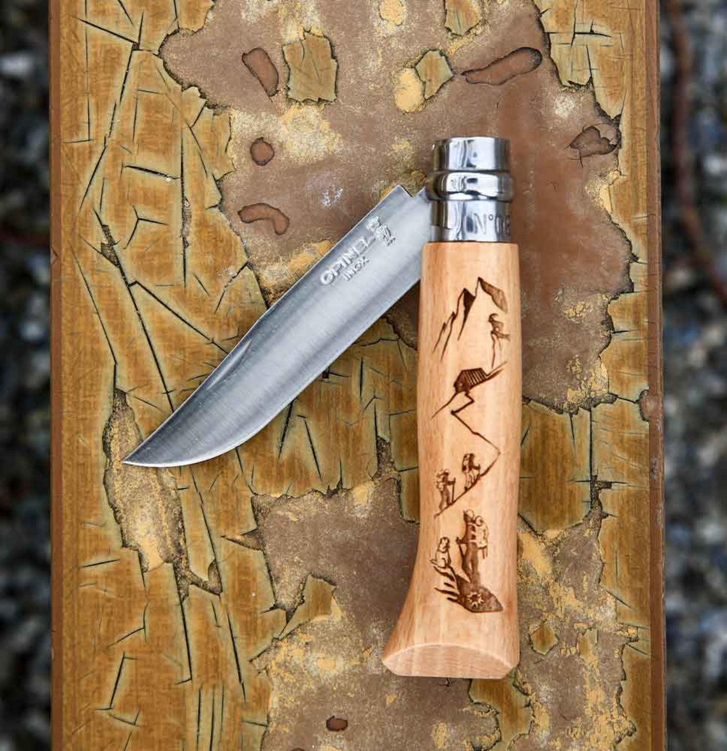 Opinel N°08 Engraved Hiking Pocket Knife - Alpine Adventures 002186
