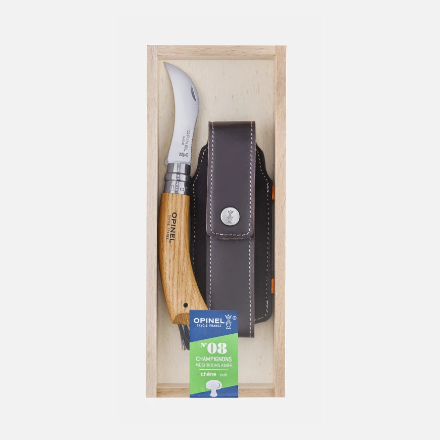 Opinel No.08 Mushroom Knife - Oak Wood Handle with Sheath 001327