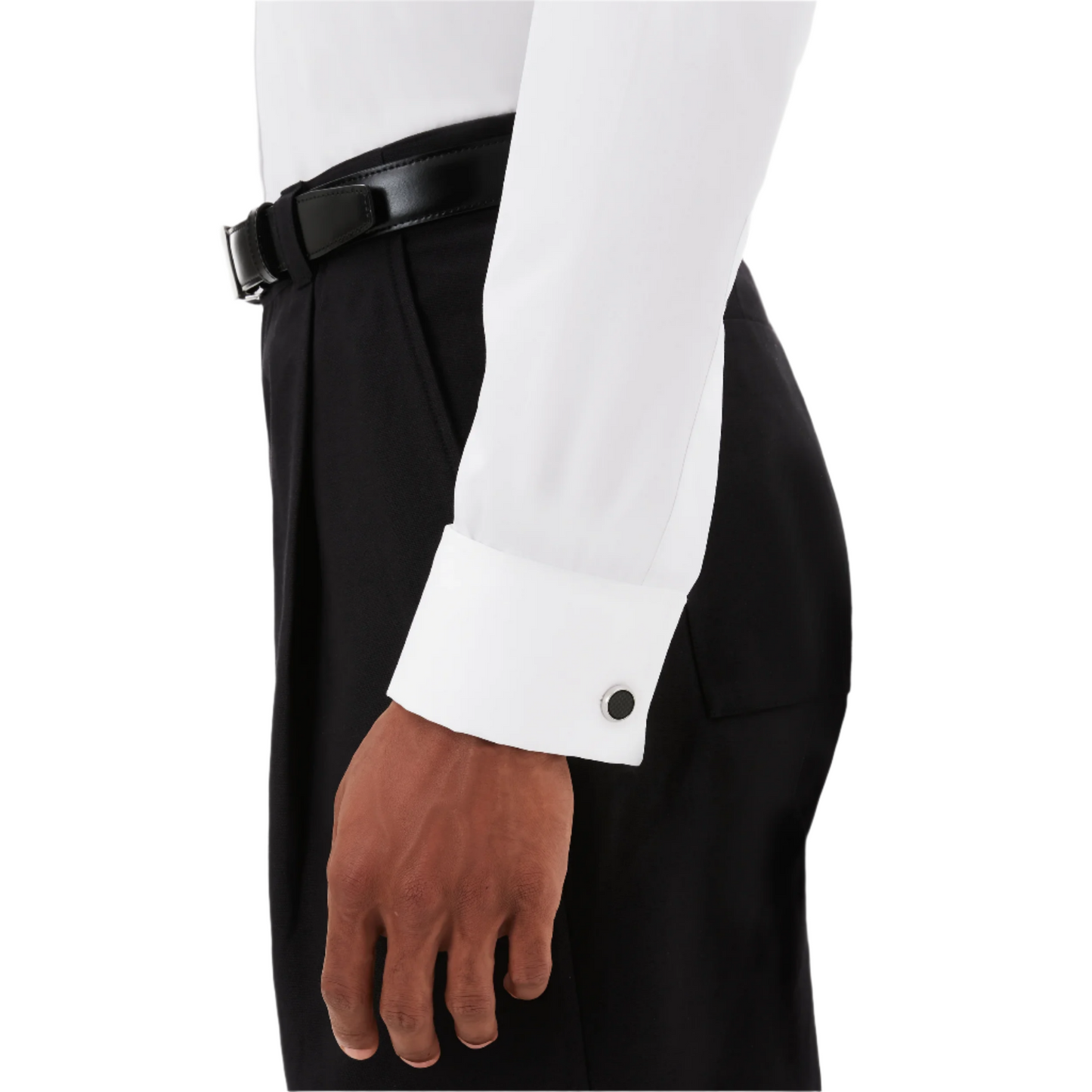 Montblanc Cufflinks, round in stainless steel with carbon-patterned inlay 124295