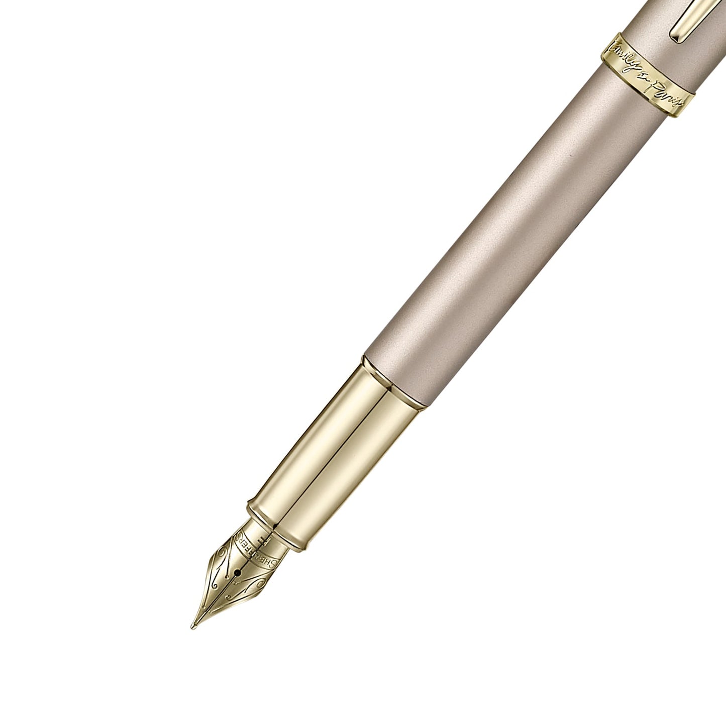 Sheaffer 100 Emily in Paris 9377 Champagne Gold Fountain Pen with Champagne Gold Trims and Bow-Shaped Clip Emblem (Fine) E0937743EIP
