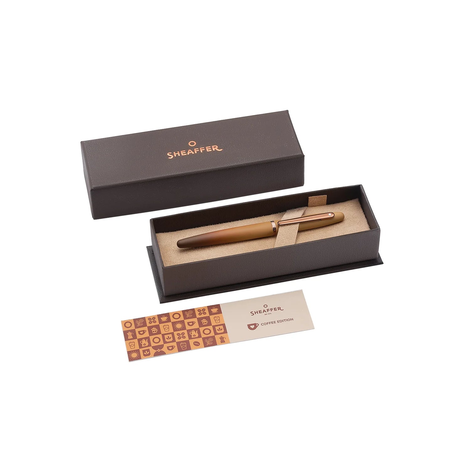 Sheaffer VFM 9428 Coffee Edition Matt Brown Fountain Pen with Regal Brown PVD Trims, Fine E0942843