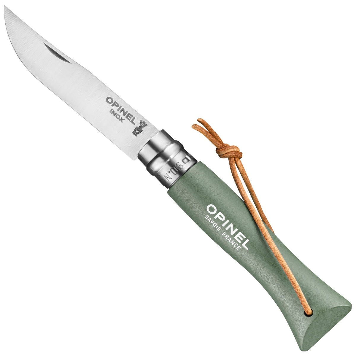 Opinel No.06 Bushwhacker Sage Stainless Steel Folding Knife with Lanyard 002203
