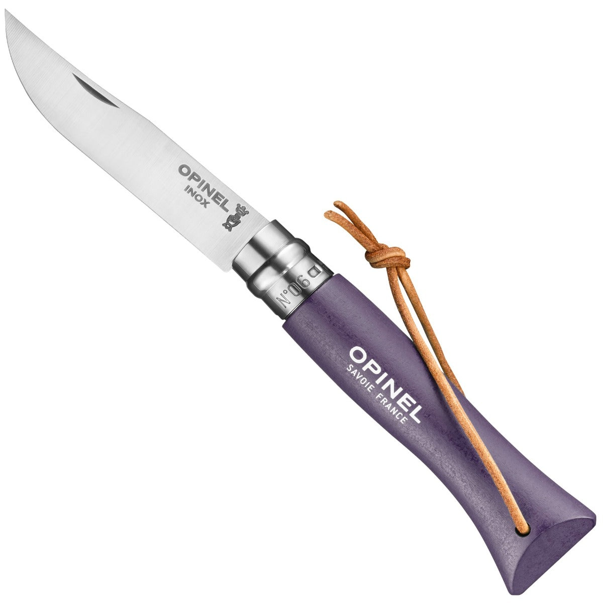 Opinel No.06 Bushwhacker Purple Gray Stainless Steel Folding Knife with Lanyard 002204