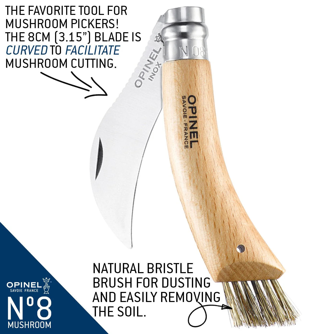 Opinel No.08 Stainless Steel Mushroom Knife 001250