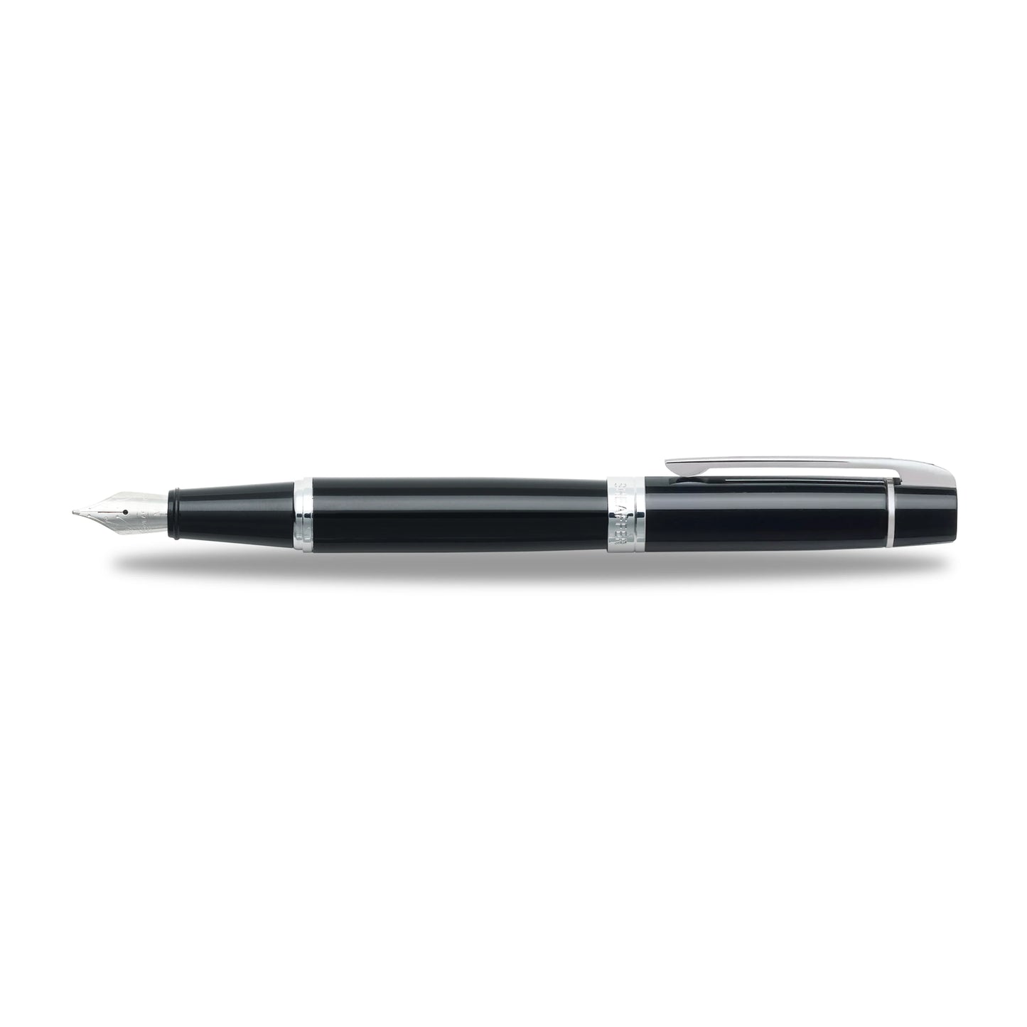 Sheaffer 300 Glossy Black Fine Nib Fountain Pen With Chrome Trims E0931243