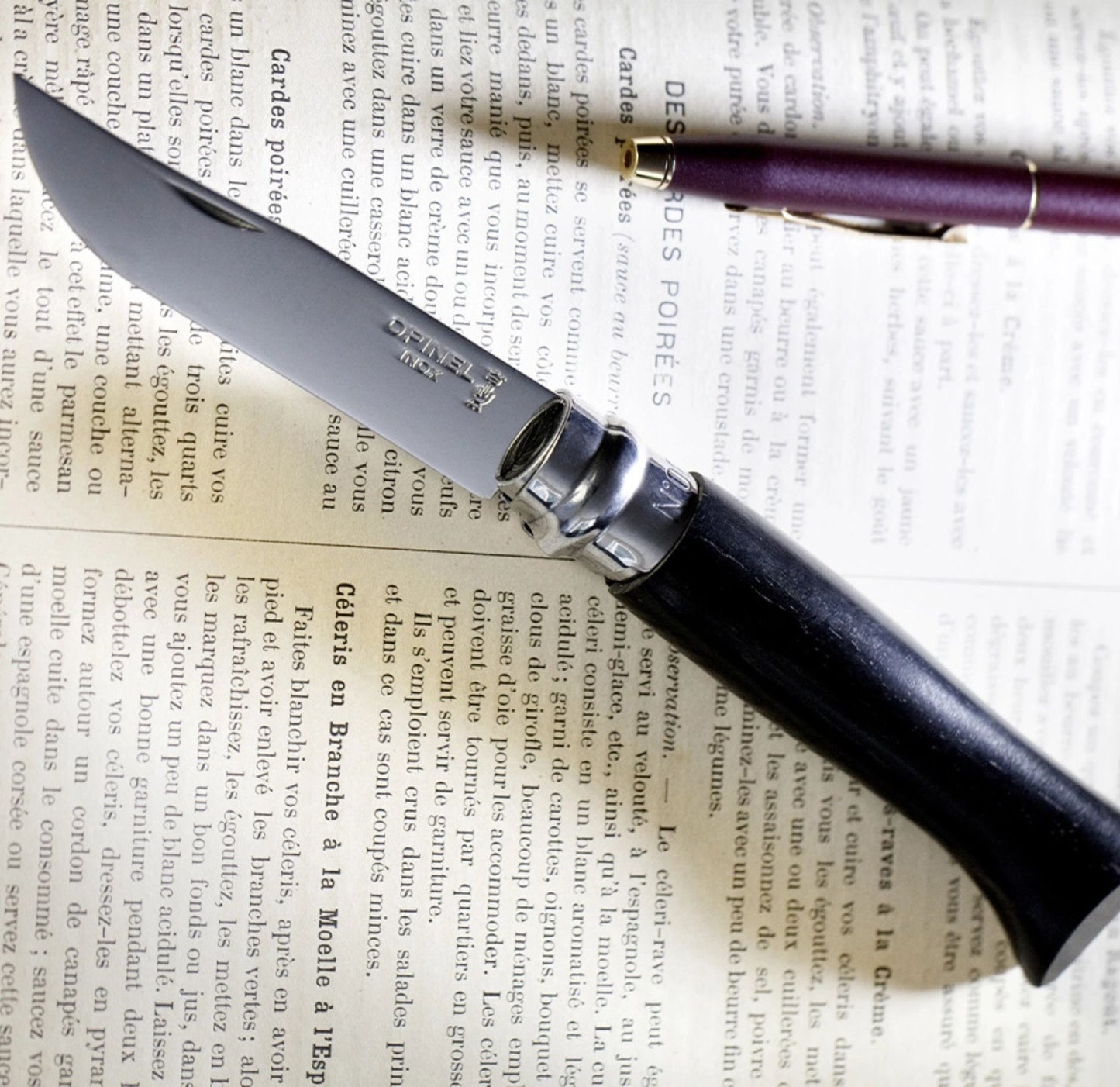 Opinel No.08 Ebony Polished Stainless Steel Folding Knife 001352