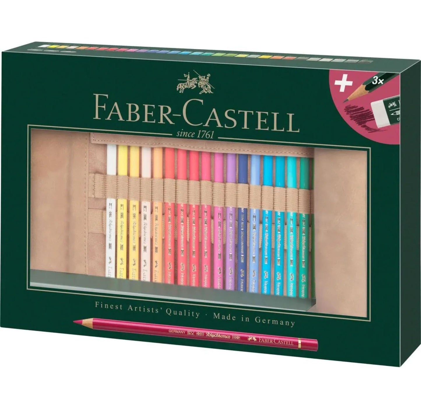 Faber-Castell Polychromos colour pencil, pencil roll, filled, 34 pieces 110030