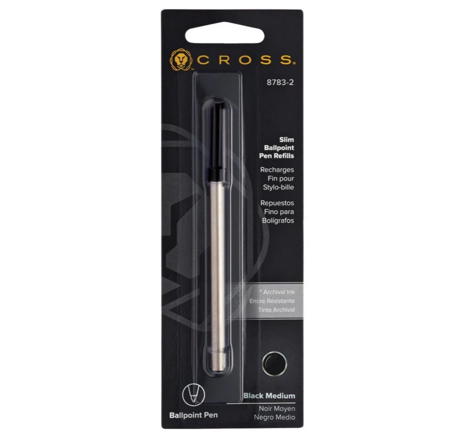 Cross Slim Ballpoint Pen Refill - Black - Medium - Single Pack 8783-2