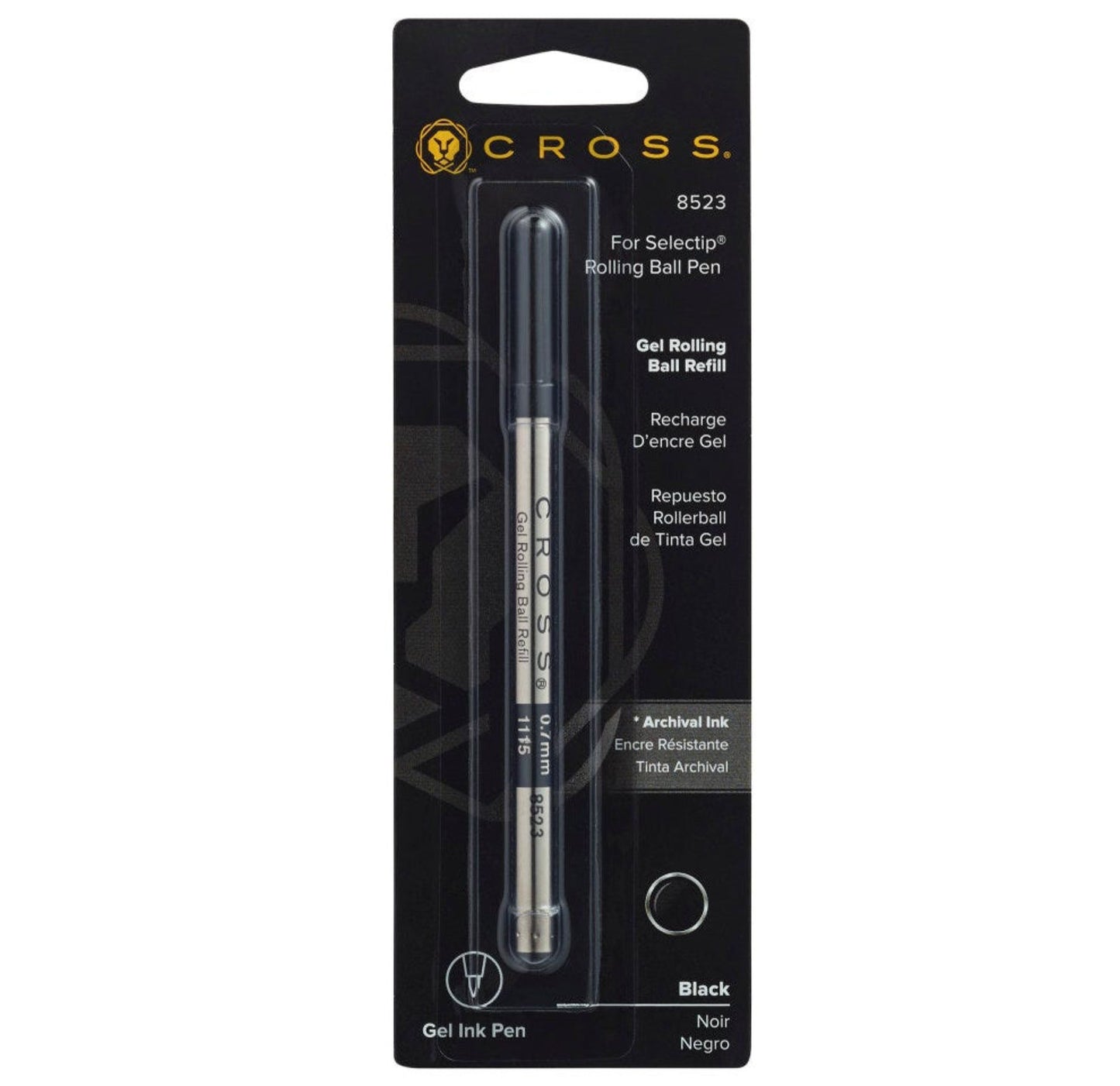 Cross Selectip Gel Rollerball Pen Refill - Black – Medium - Single Pack 8523