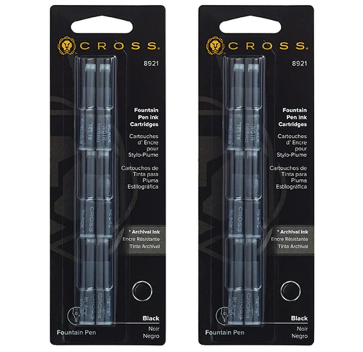 Cross 2X Fountain Pen Ink Cartridge - Black (6 per card) 8921-2PACK