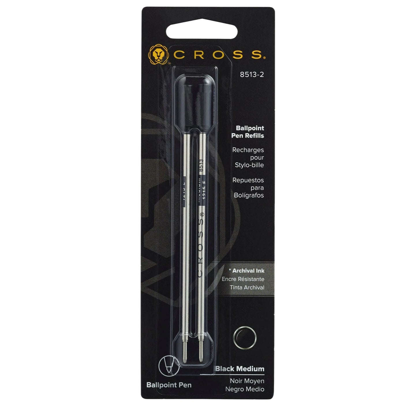 Cross Ballpoint Pen Refill - Black - Medium - Dual Pack 8513-2