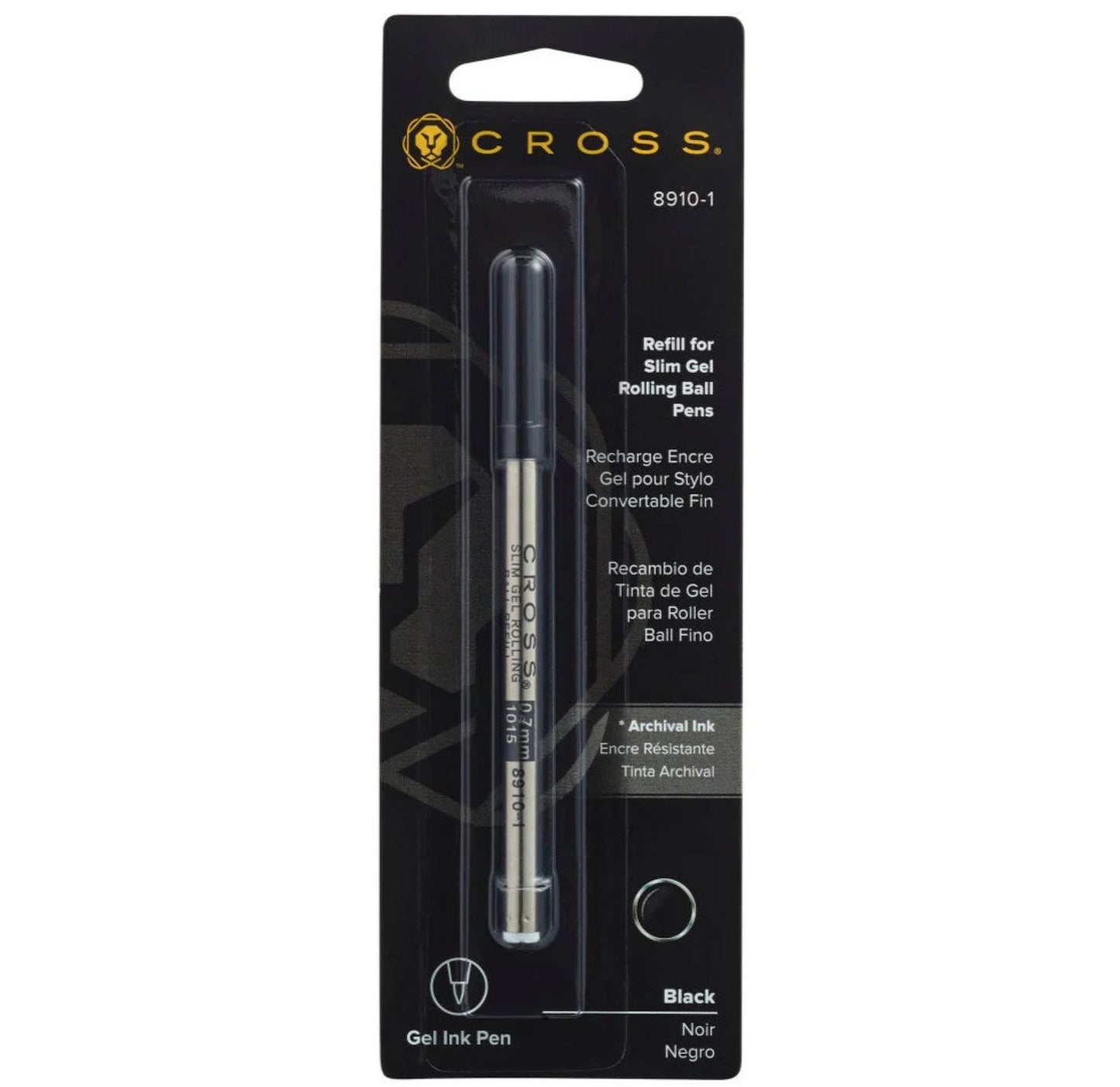 Cross Slim Gel Rollerball Pen Refill - Black - Single Pack 8910-1