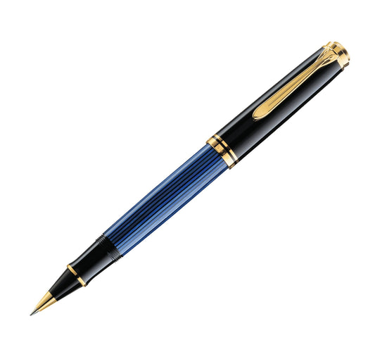 Pelikan R400 Souveraen Black/Blue Rollerball Pen With Gold 997502