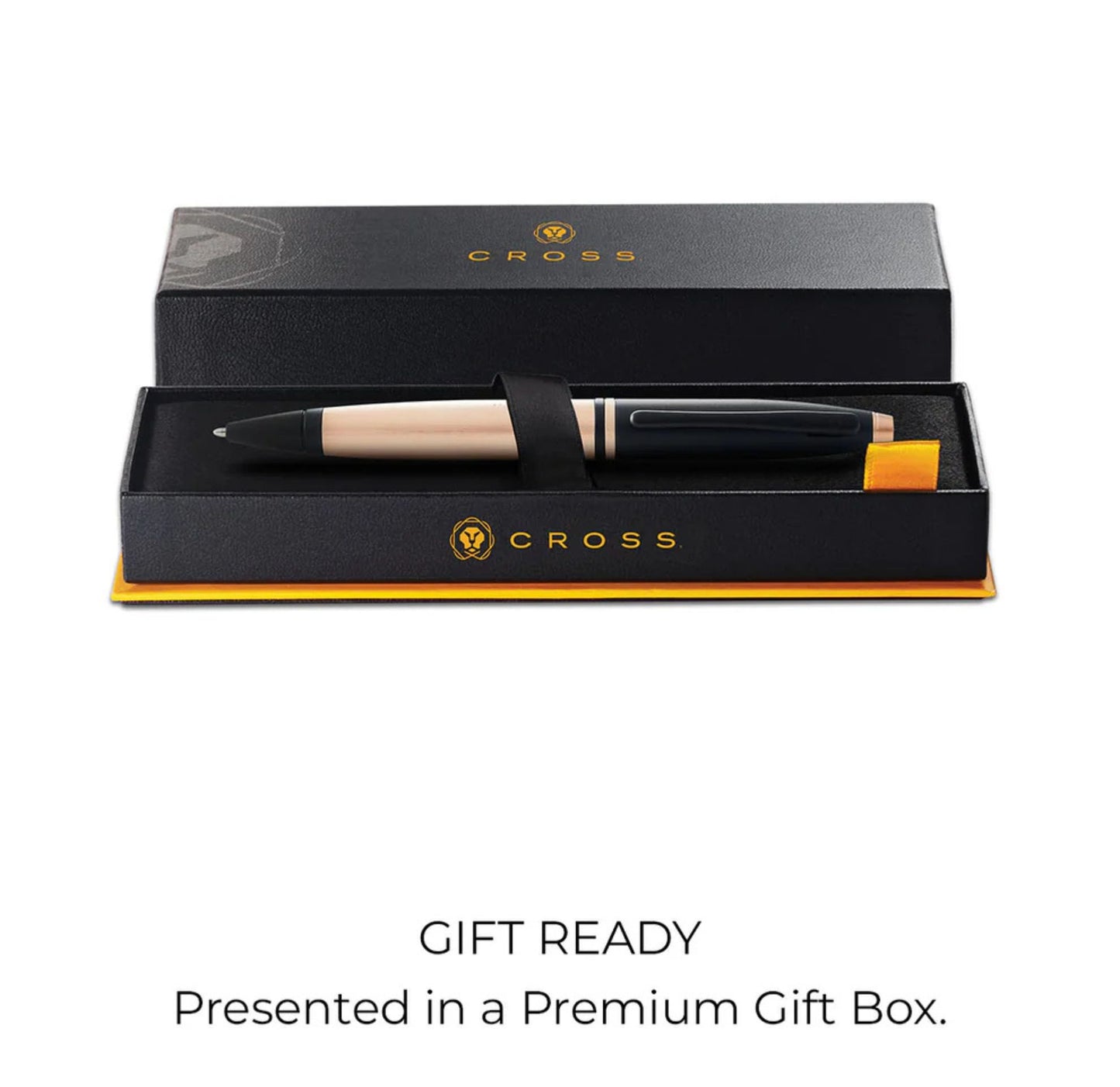 Cross Calais Brushed Rose Gold Plate and Black Lacquer Ballpoint Pen AT0112-27