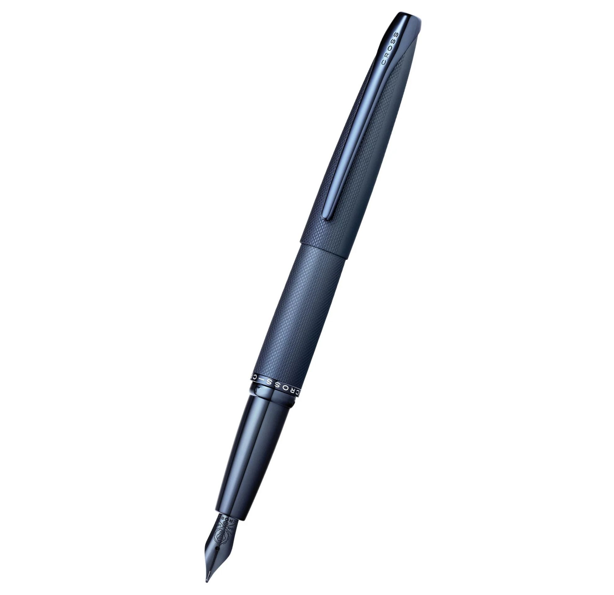 Cross ATX® Sandblasted Dark Blue Stainless Steel Fine Nib Fountain Pen 886-45FJ