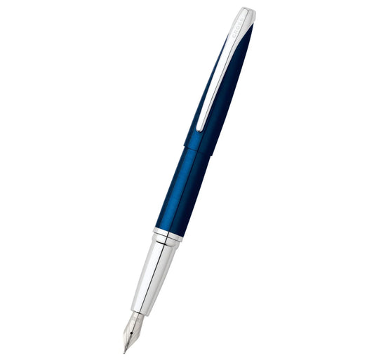 Cross ATX® Translucent Blue Lacquer Stainless Steel Fine Nib Fountain Pen 886-37FS