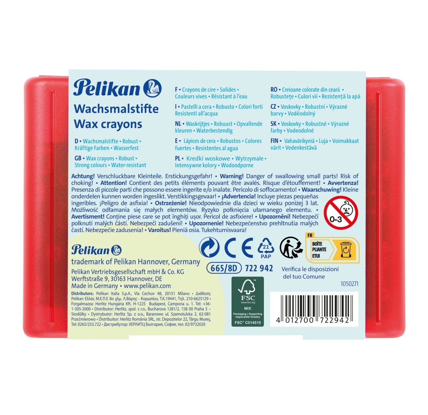 Pelikan Wax Crayons 665/8D Triangle Waterproof 8 pcs 722942