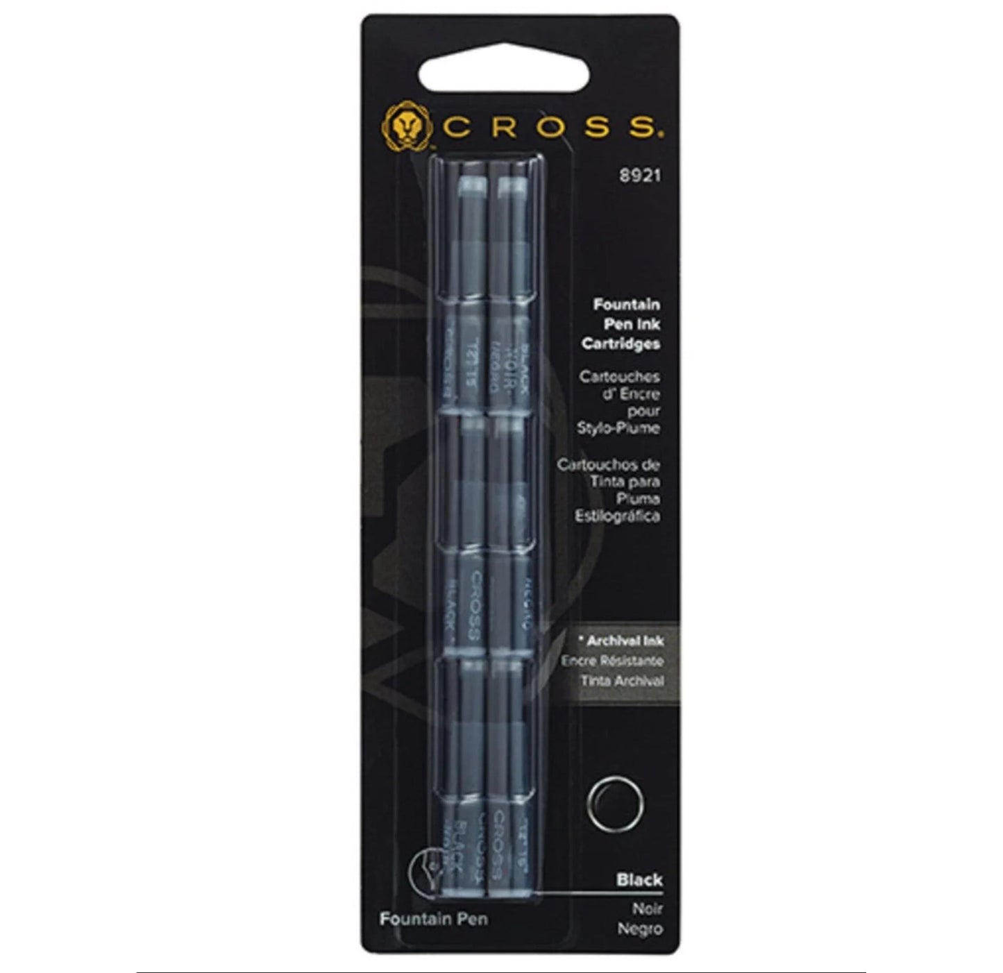 Cross Fountain Pen Ink Cartridge - Black (6 per card) 8921