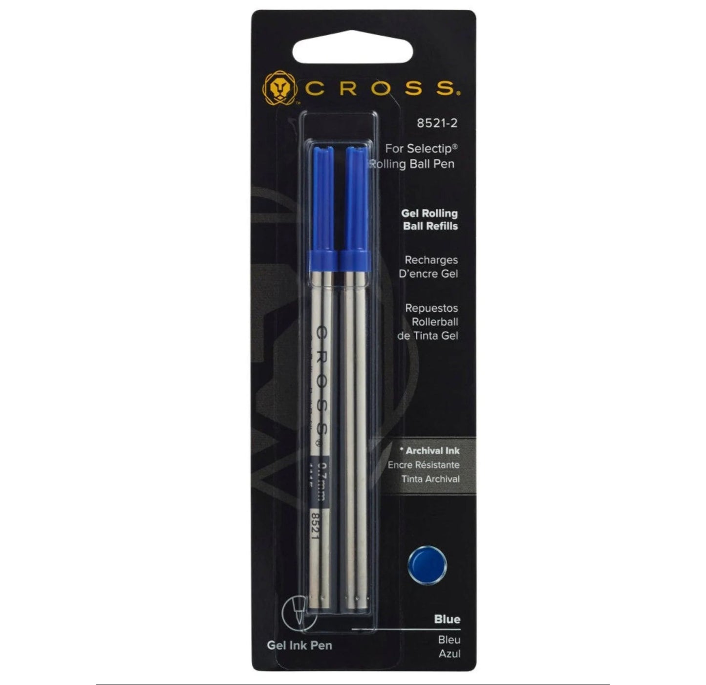 Cross Selectip Gel Rollerball Pen Refill - Blue - Medium - Dual Pack 8521-2