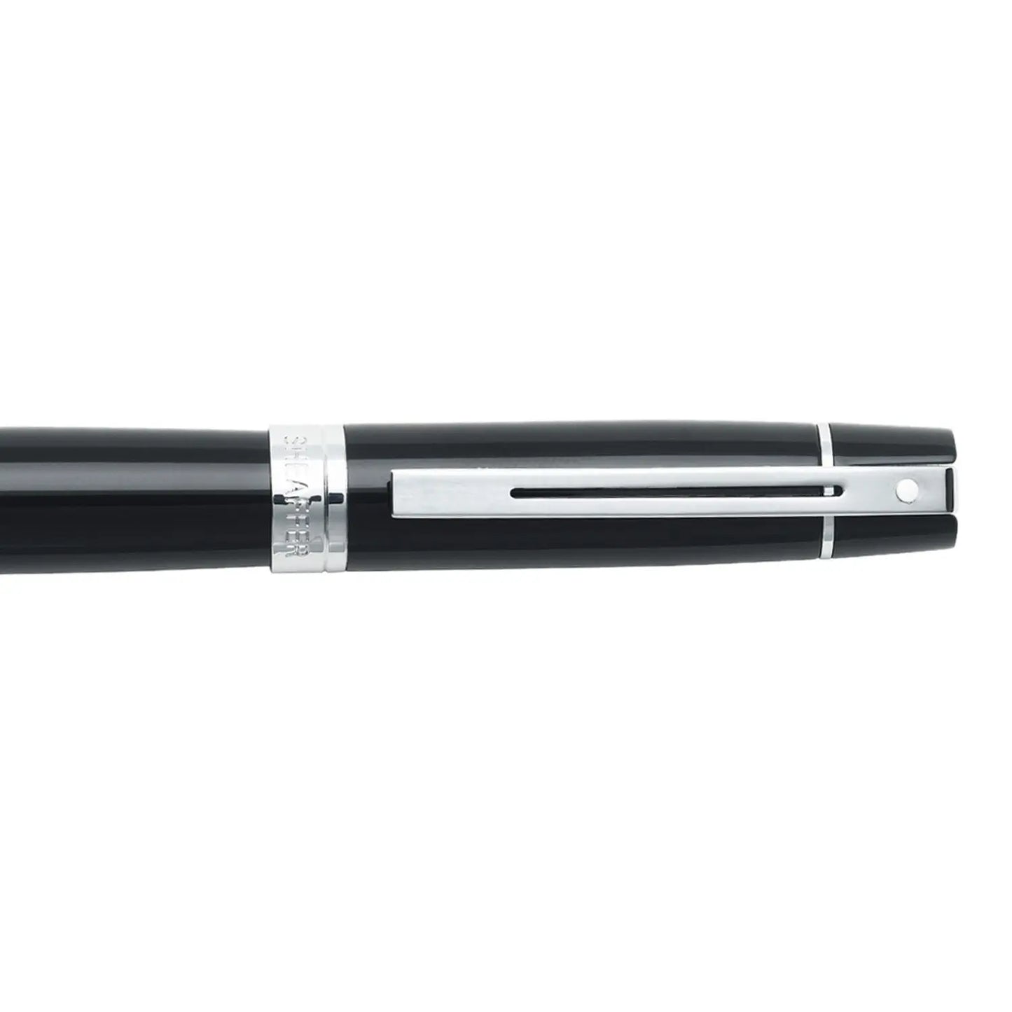 Sheaffer 300 Glossy Black Fine Nib Fountain Pen With Chrome Trims E0931243