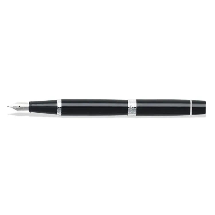 Sheaffer 300 Glossy Black Fine Nib Fountain Pen With Chrome Trims E0931243