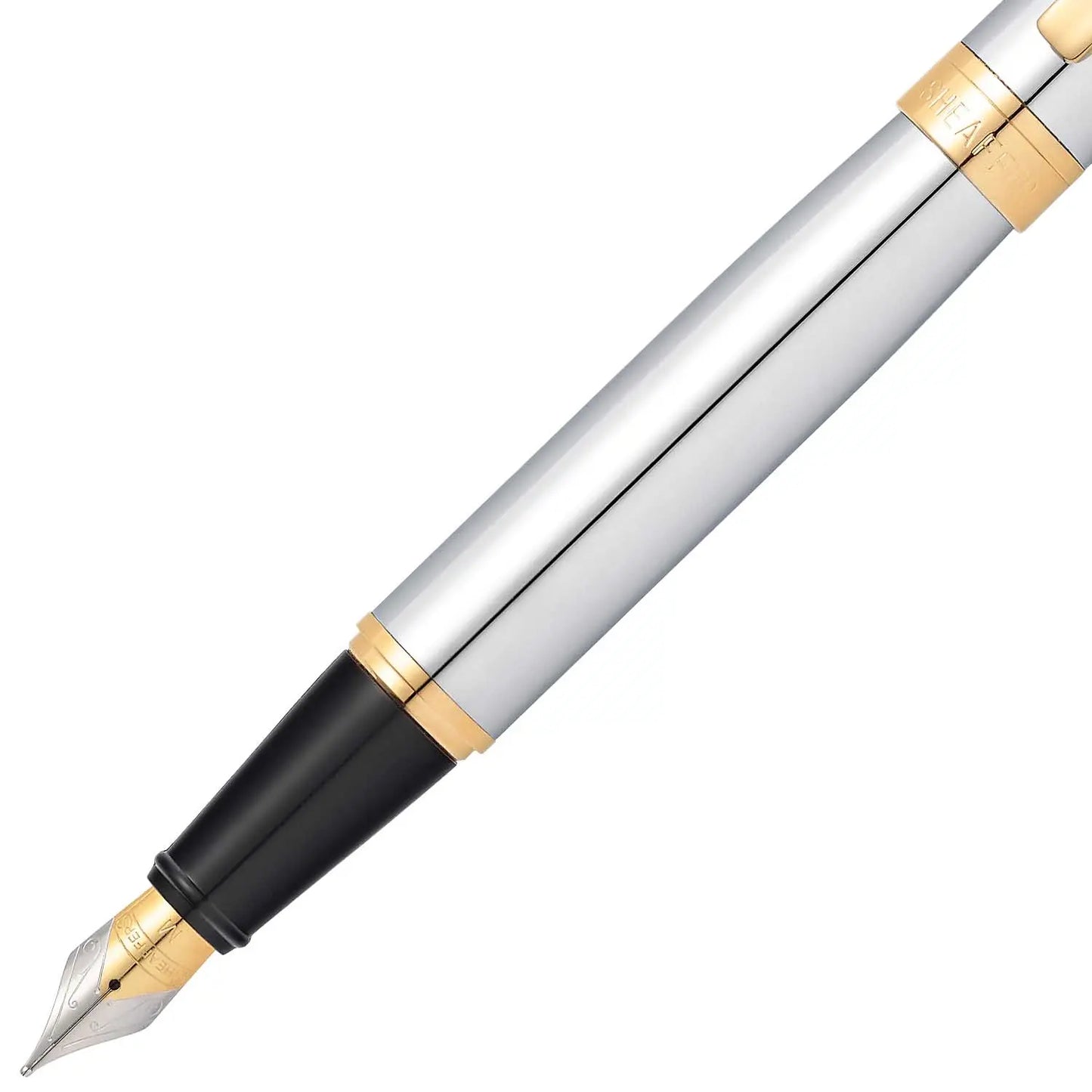 Sheaffer 300 E9342 Bright Chrome with Gold-tone Trims Fine Fountain Pen E0934243