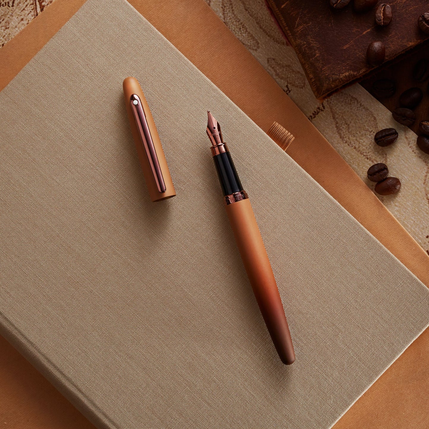 Sheaffer VFM 9428 Coffee Edition Matt Brown Fountain Pen with Regal Brown PVD Trims, Fine E0942843