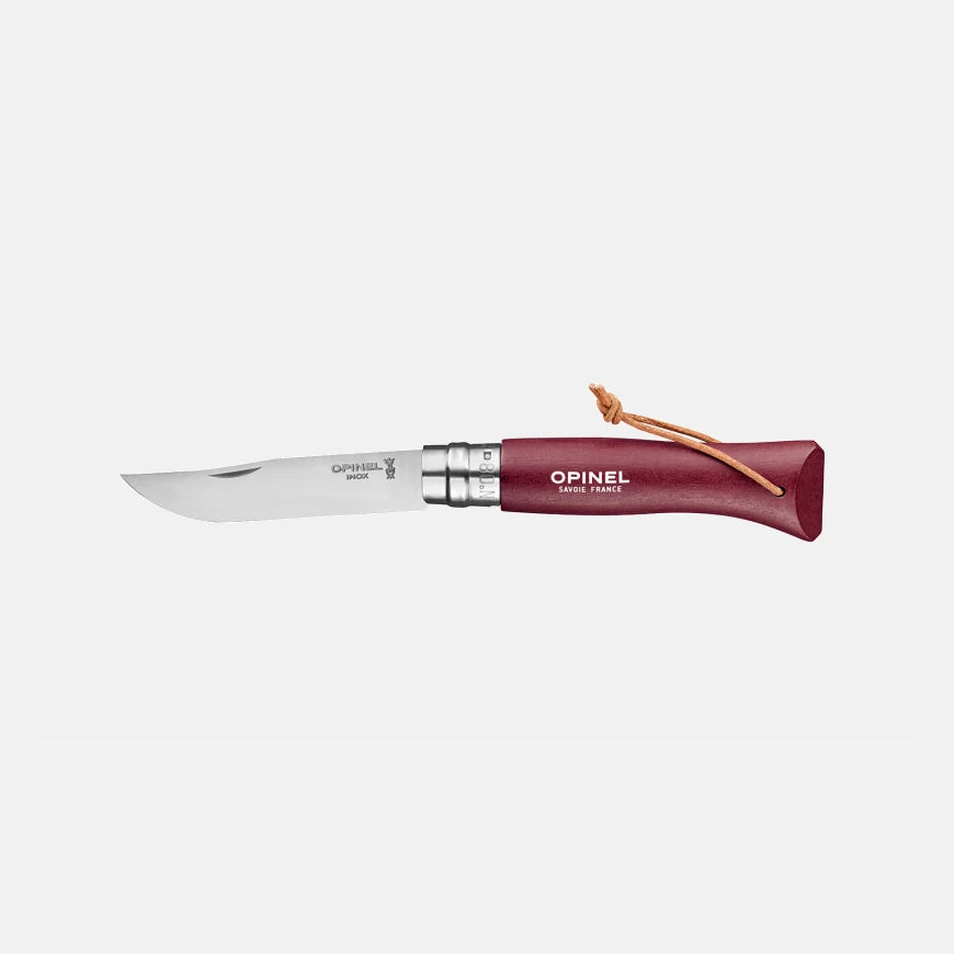 Opinel No.08 Bushwhacker Garnet Stainless Steel Folding Knife with Lanyard 002213