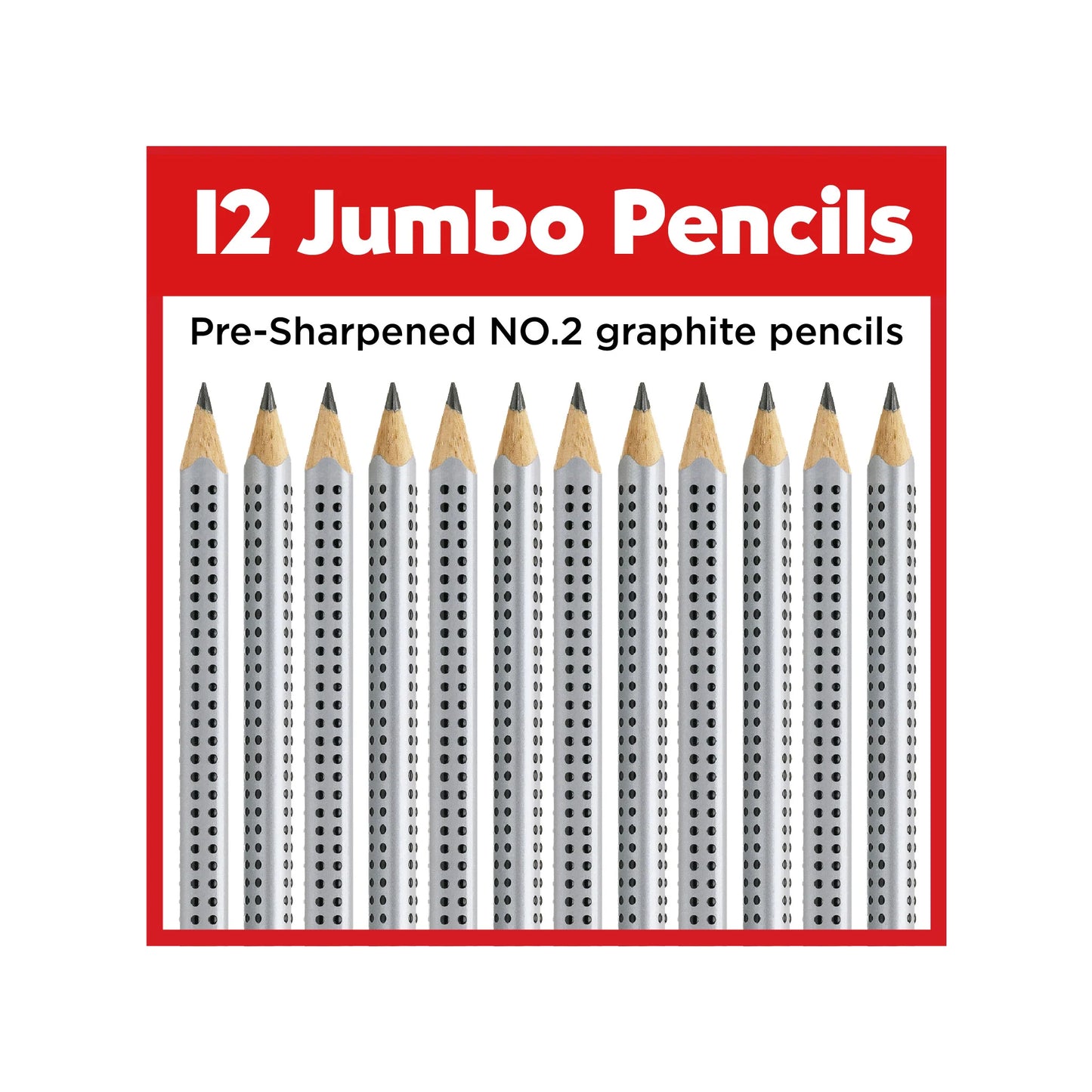 Faber-Castell Jumbo Grip graphite pencils 12 pieces, B, silver 111965