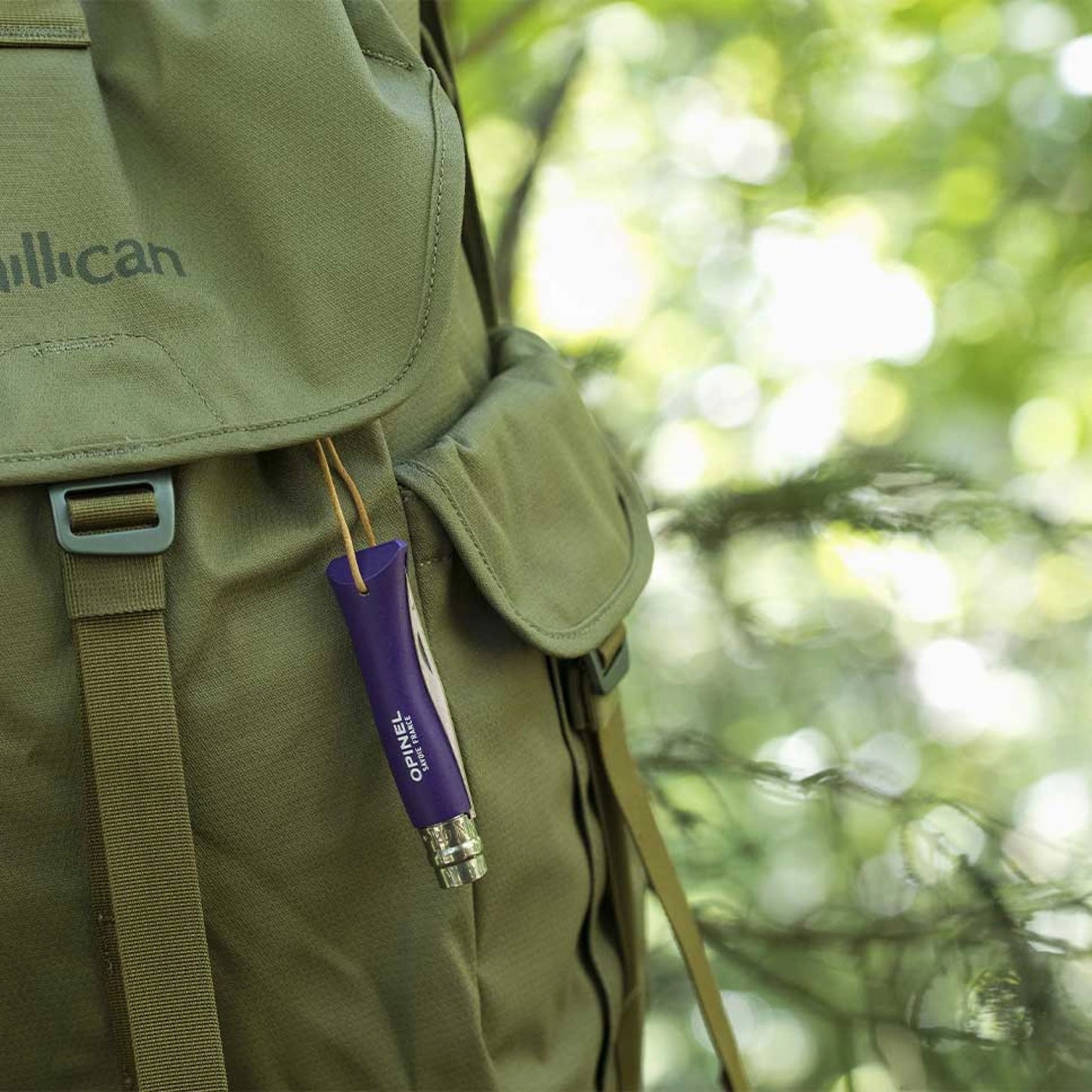 Opinel No.07 Bushwhacker Purple Stainless Steel Pocket Knife with Lanyard 002205