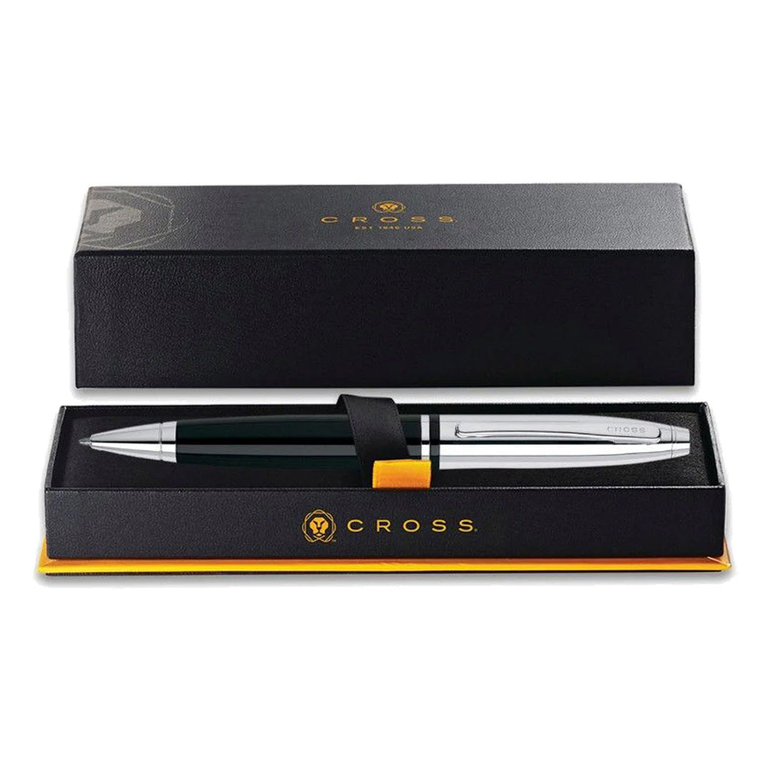 Cross Calais Chrome & Black Lacquer Ballpoint Pen AT0112-2
