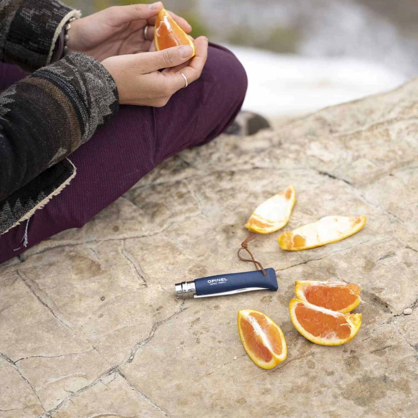 Opinel No.08 Bushwhacker Dark Blue Stainless Steel Folding Knife with Lanyard 002212