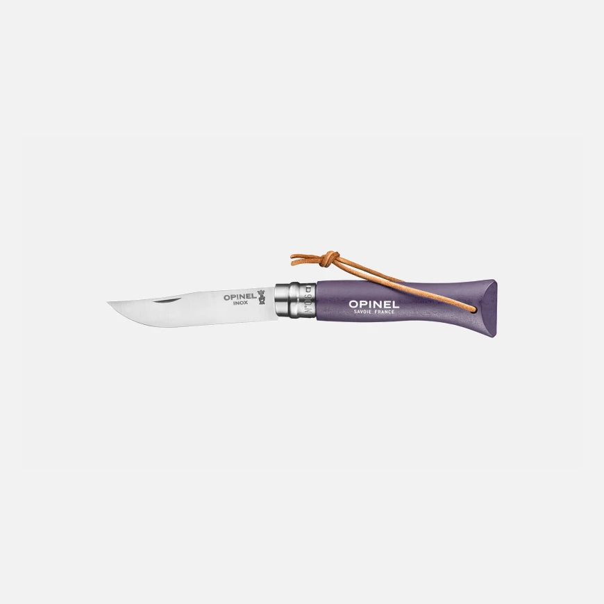 Opinel No.06 Bushwhacker Purple Gray Stainless Steel Folding Knife with Lanyard 002204