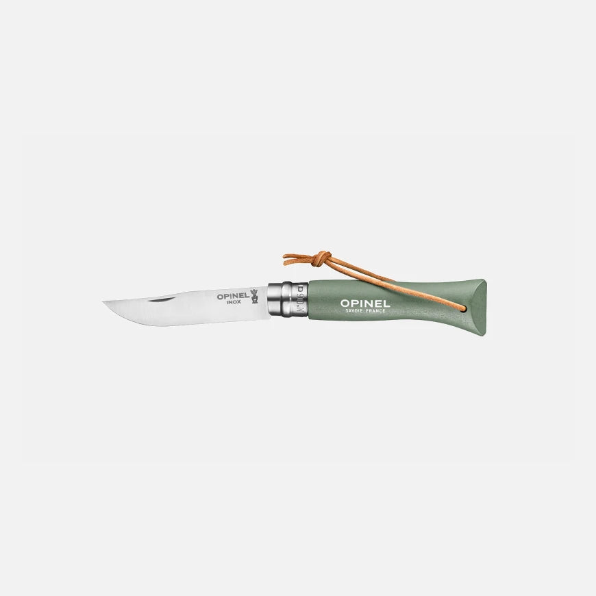 Opinel No.06 Bushwhacker Sage Stainless Steel Folding Knife with Lanyard 002203