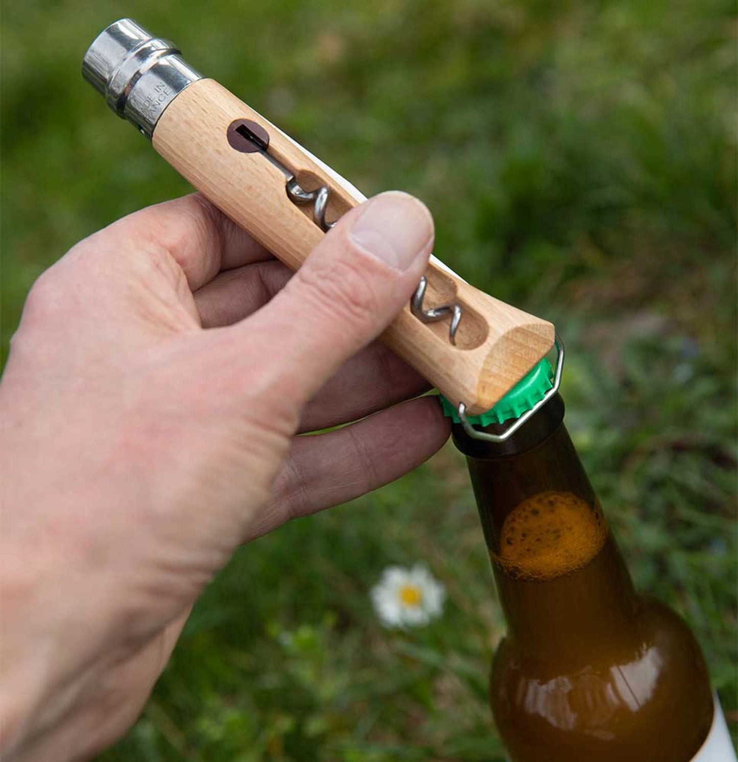 Opinel No.10 Corkscrew Stainless Steel Folding Knife with Bottle Opener 002578