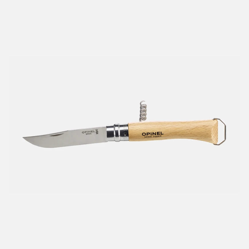 Opinel No.10 Corkscrew Stainless Steel Folding Knife with Bottle Opener 002578