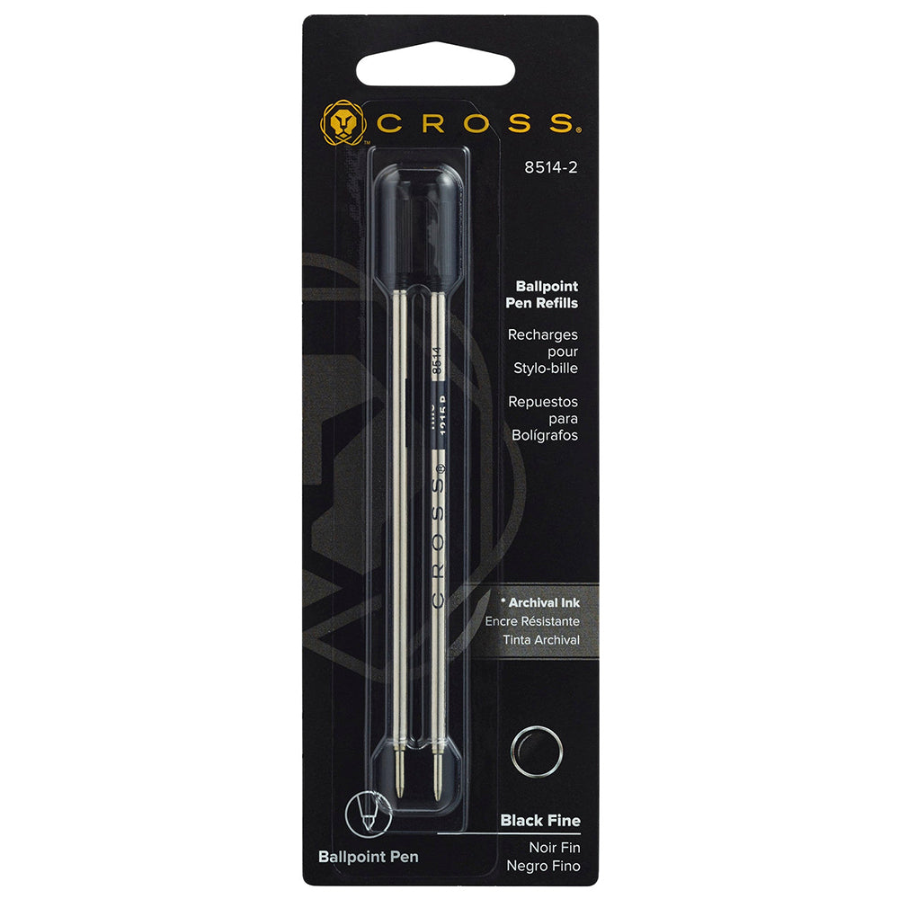 Cross Ballpoint Pen Refill - Black - Fine - Dual Pack 8514-2